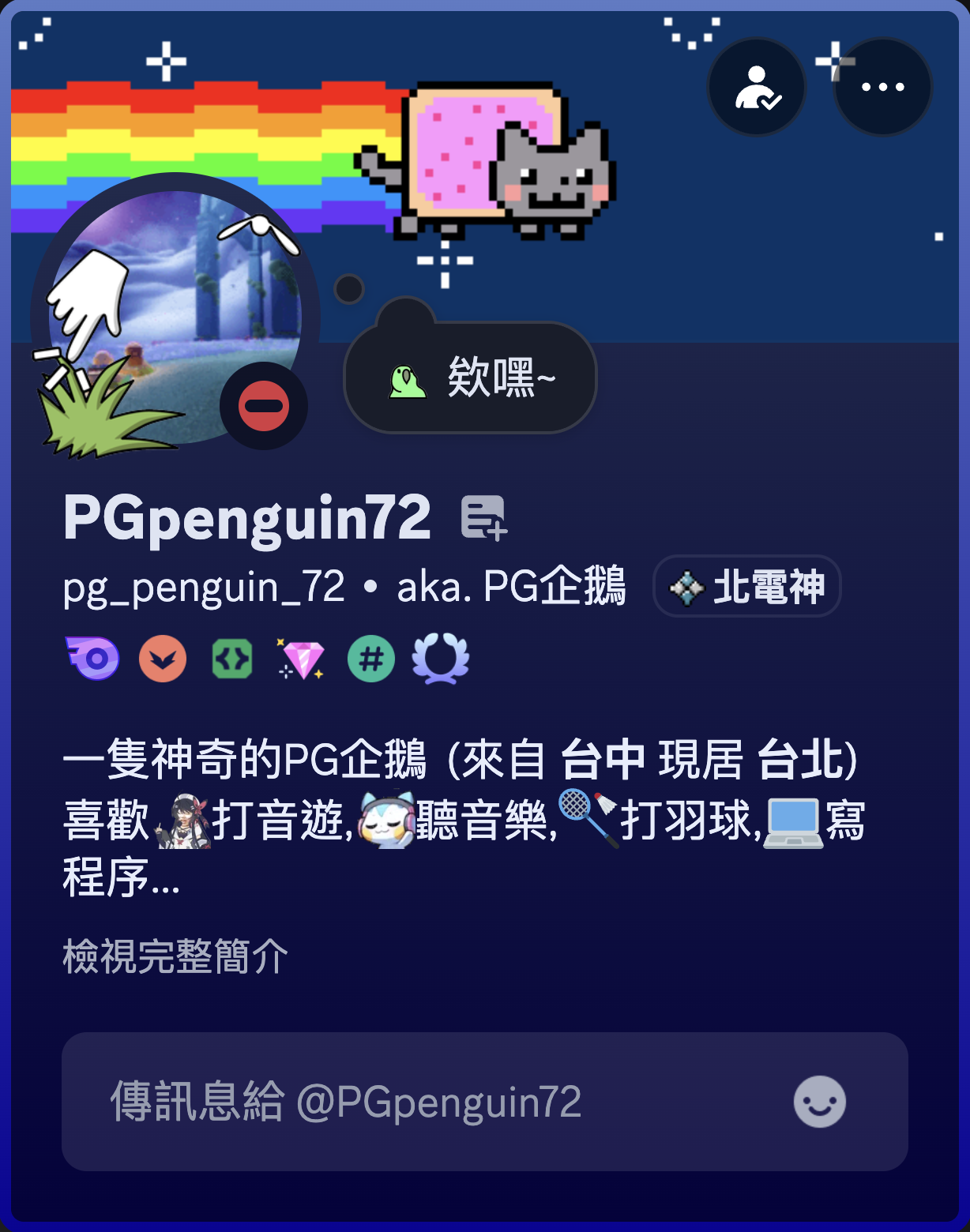 我的Discord個人資料截圖