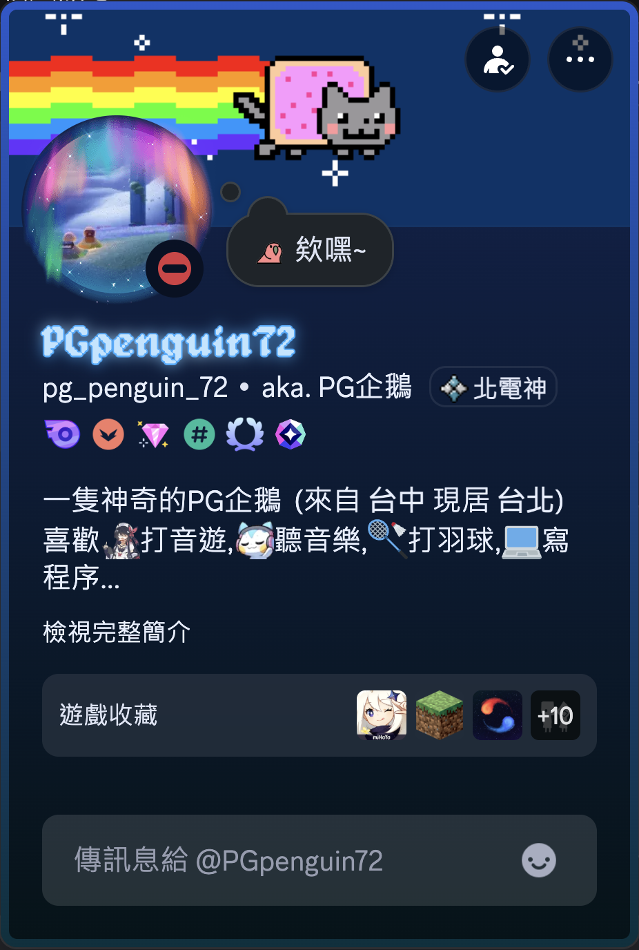 我的Discord個人資料截圖